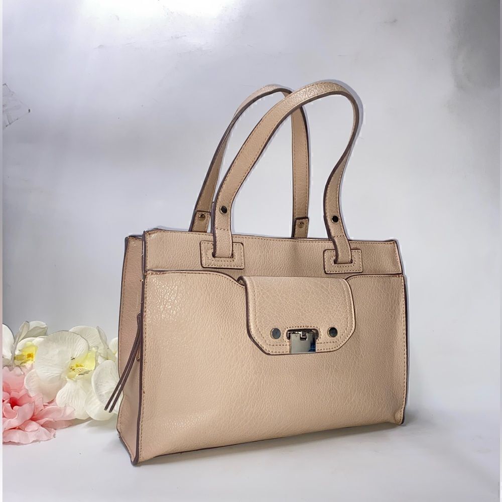 Sole Society Leather Satchel Nude Medium